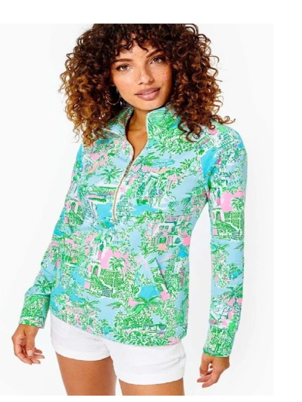 NWT Lilly Pulitzer UPF 50+ Skipper Popover Lilly Loves Palm Beach size Medium